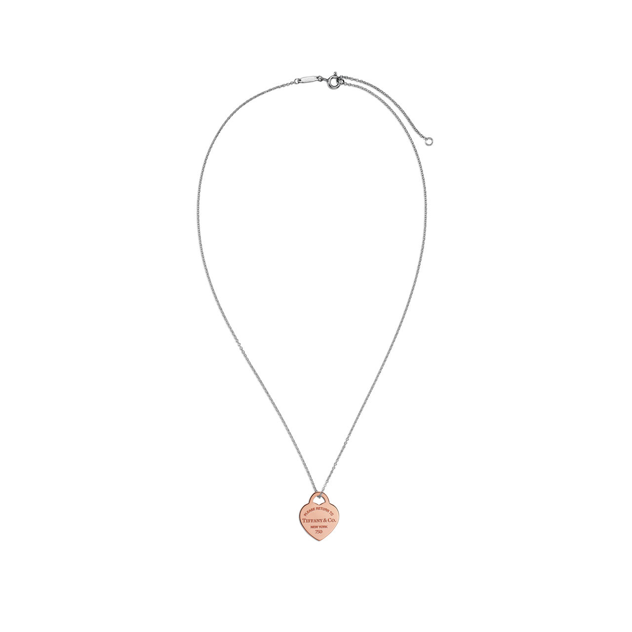 Return to Tiffany™:Heart Tag Pendant in Sterling Silver and Rose Gold, Small image number 2