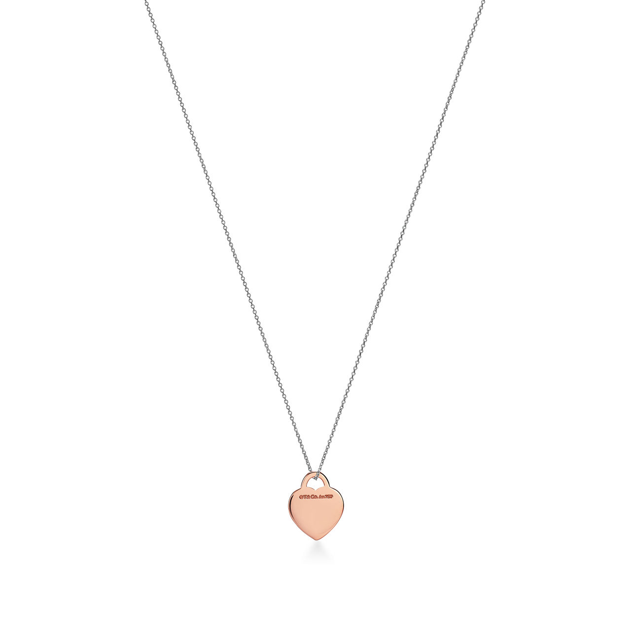 Return to Tiffany™:Heart Tag Pendant in Sterling Silver and Rose Gold, Small image number 3