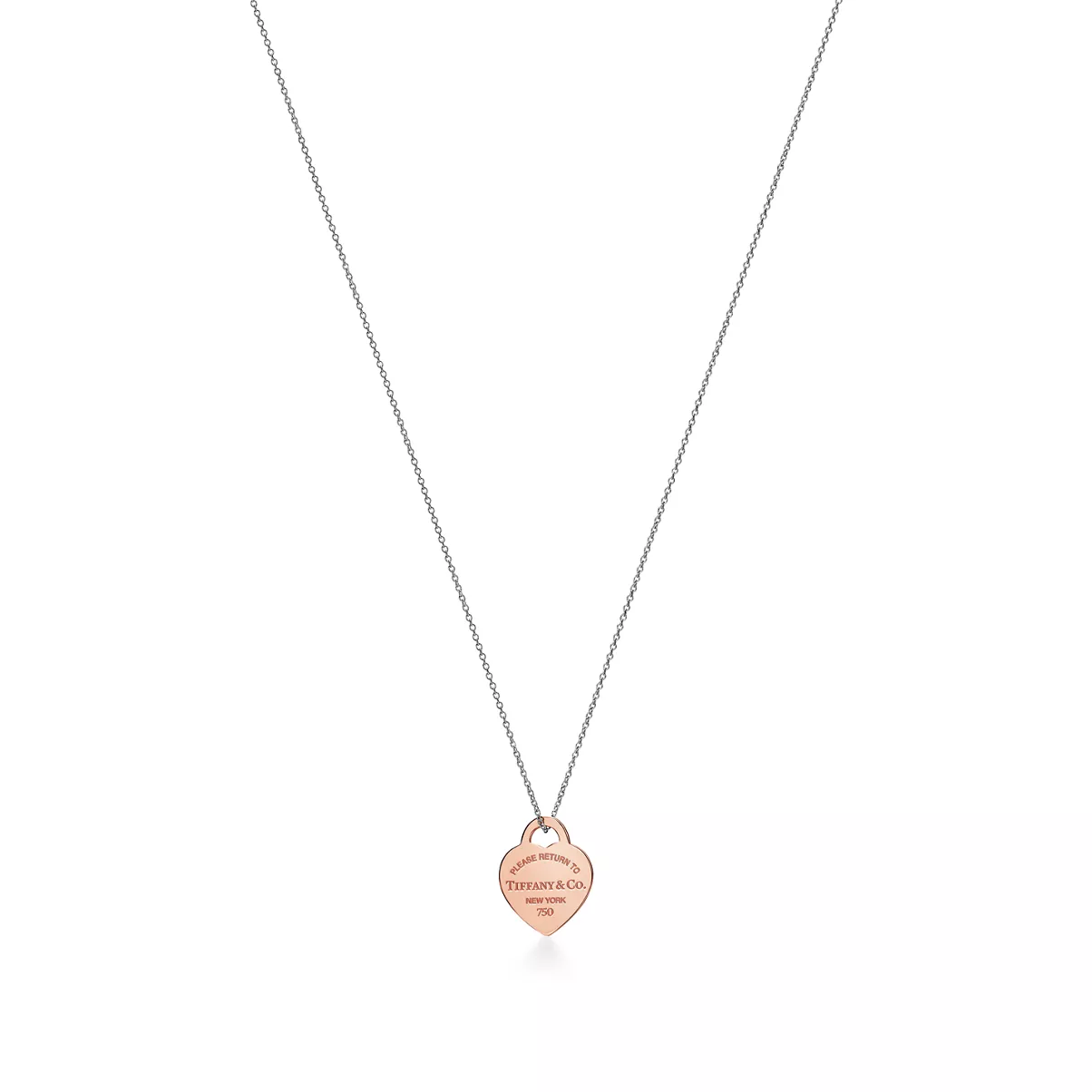 Heart Tag Pendant in Sterling Silver and Rose Gold, Small