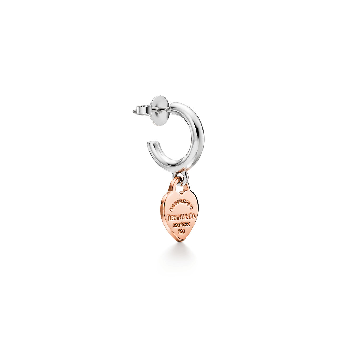 Return to Tiffany™:Hoop Earrings in Sterling Silver and Rose Gold, Mini image number 2