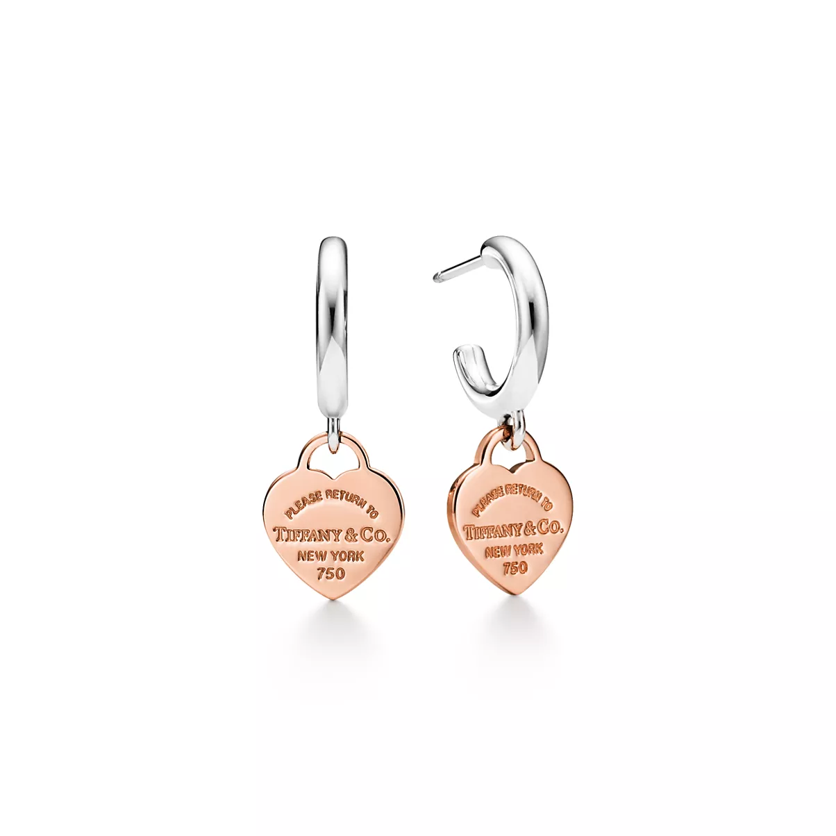 Hoop Earrings in Sterling Silver and Rose Gold, Mini