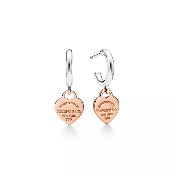 Hoop Earrings in Sterling Silver and Rose Gold, Mini