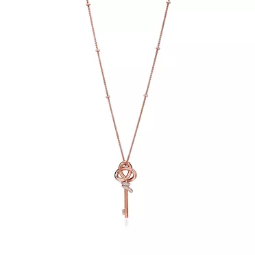 Tiffany Knot:Extra Large Key Pendant in Rose Gold with Diamonds, 3