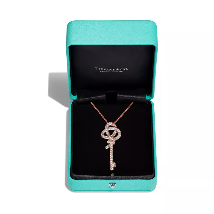 Tiffany Knot:Extra Large Key Pendant in Rose Gold with Diamonds, 5