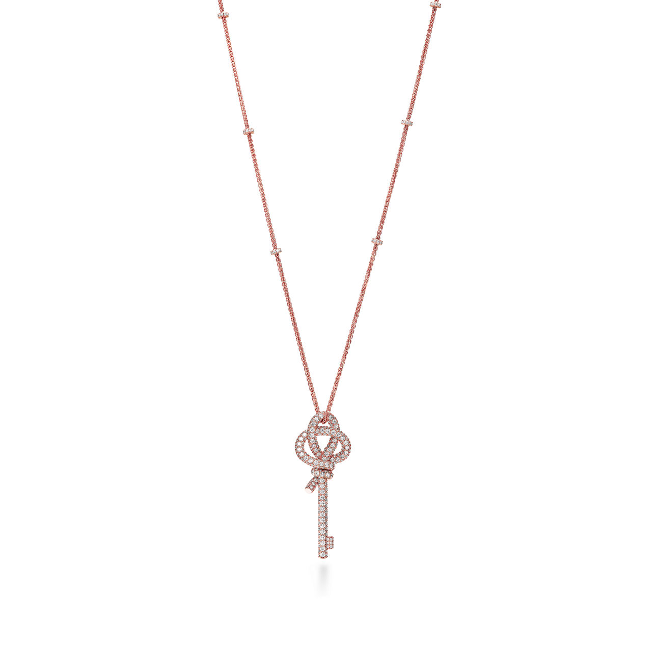 Tiffany Knot:Extra Large Key Pendant in Rose Gold with Diamonds image number 0