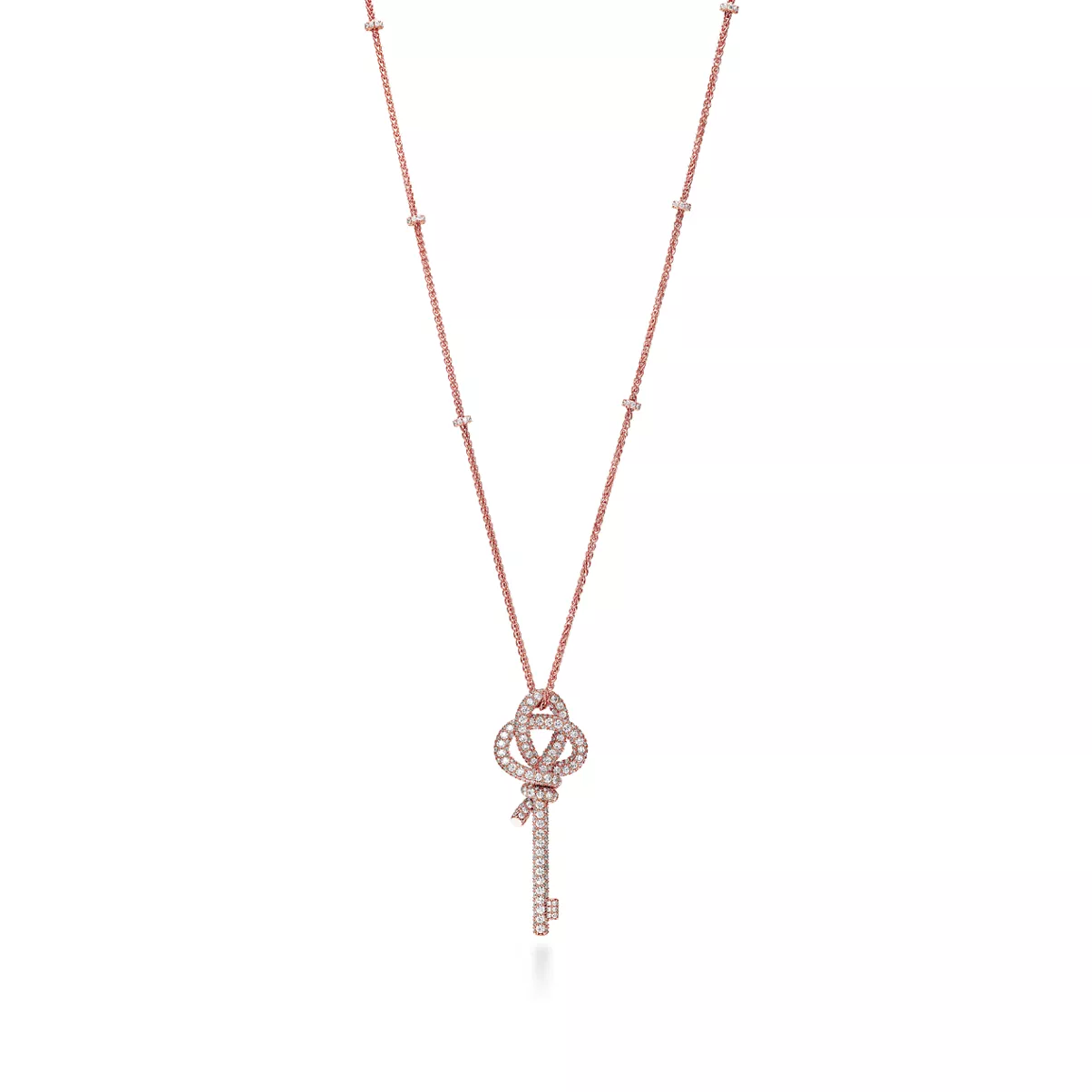 Extra Large Key Pendant in Rose Gold with Diamonds