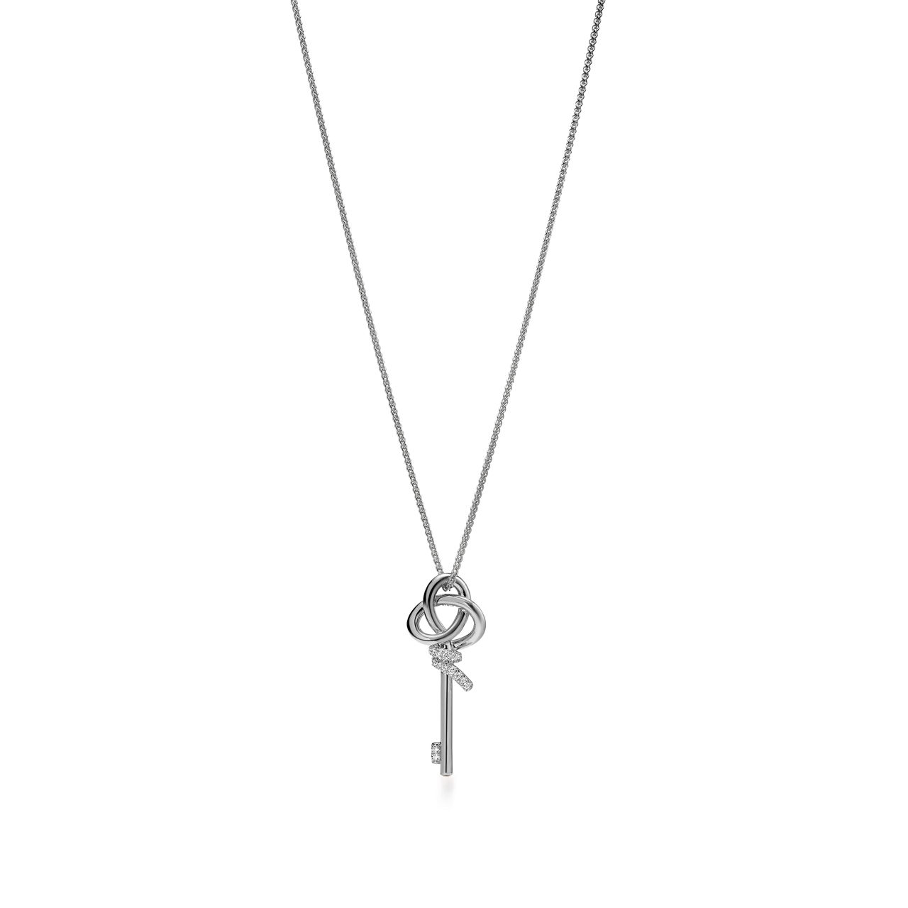 Tiffany Knot:Large Key Pendant in Platinum with Diamonds image number 3