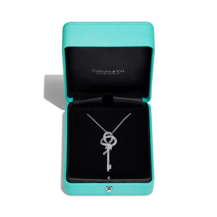 Tiffany Knot:Large Key Pendant in Platinum with Diamonds, 5