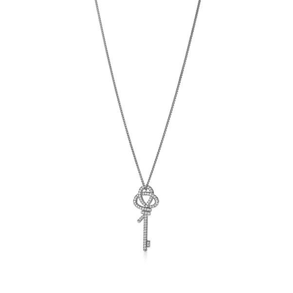 Großer Schlüssel-Anhänger in Platin mit Diamanten