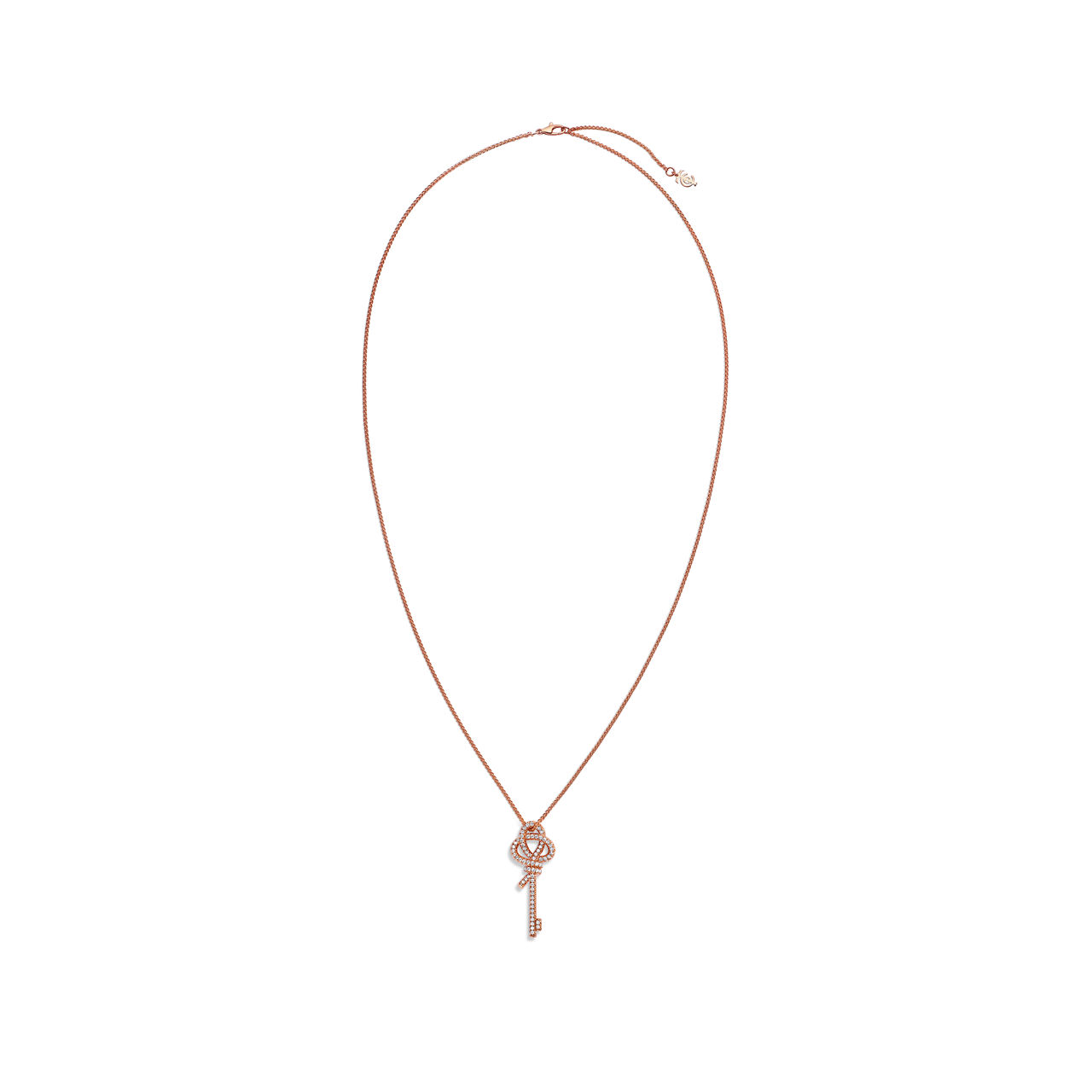 Tiffany Knot:Large Key Pendant in Rose Gold with Diamonds image number 2