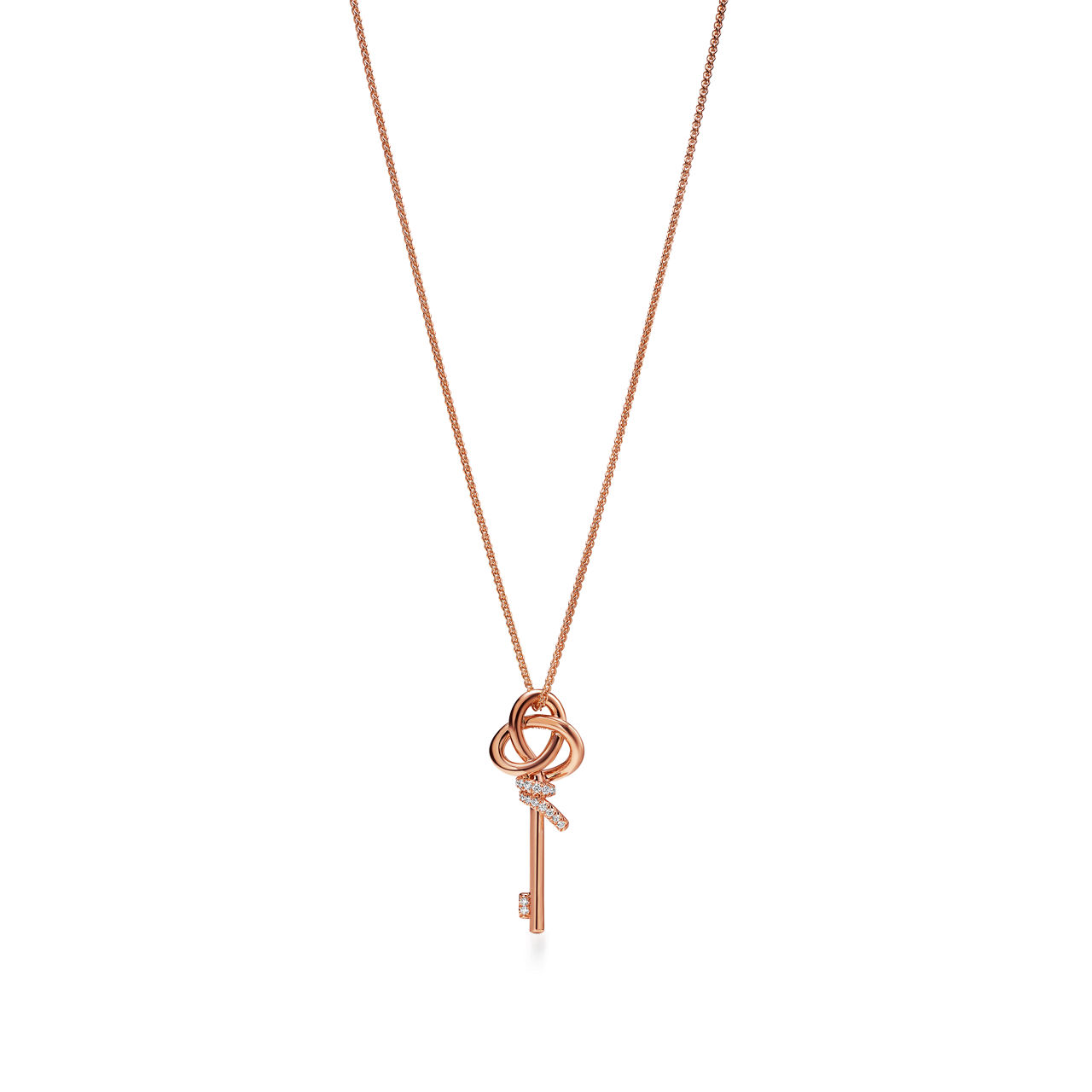 Tiffany Knot:Large Key Pendant in Rose Gold with Diamonds image number 3