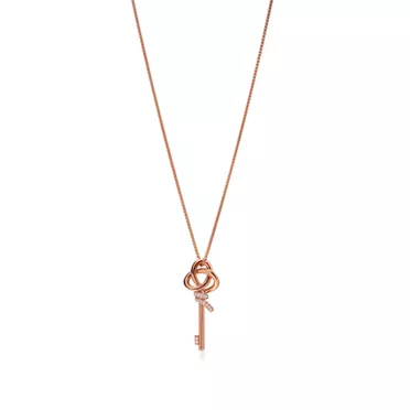 Tiffany Knot:Large Key Pendant in Rose Gold with Diamonds, 3