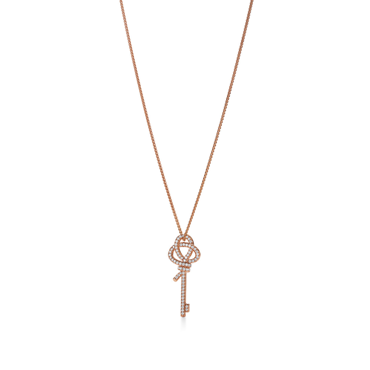 Tiffany Knot:Large Key Pendant in Rose Gold with Diamonds image number 0