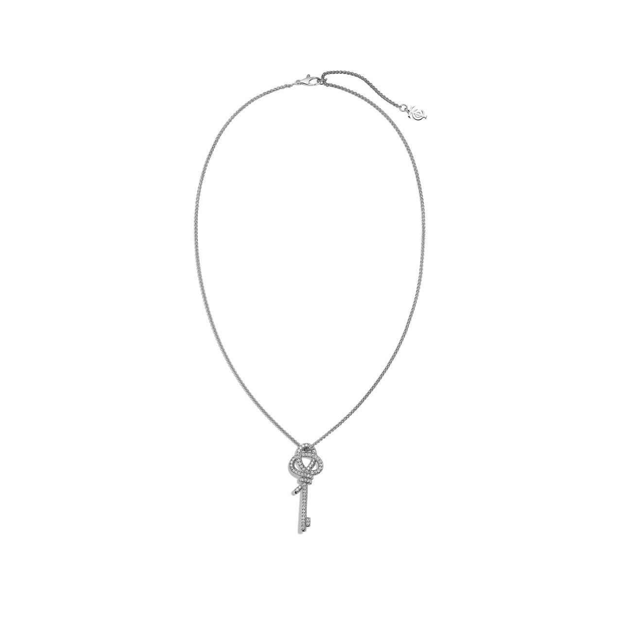 Tiffany Knot:Medium Key Pendant in Platinum with Diamonds image number 2