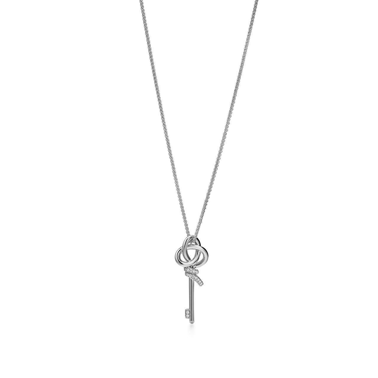 Tiffany Knot:Medium Key Pendant in Platinum with Diamonds image number 3