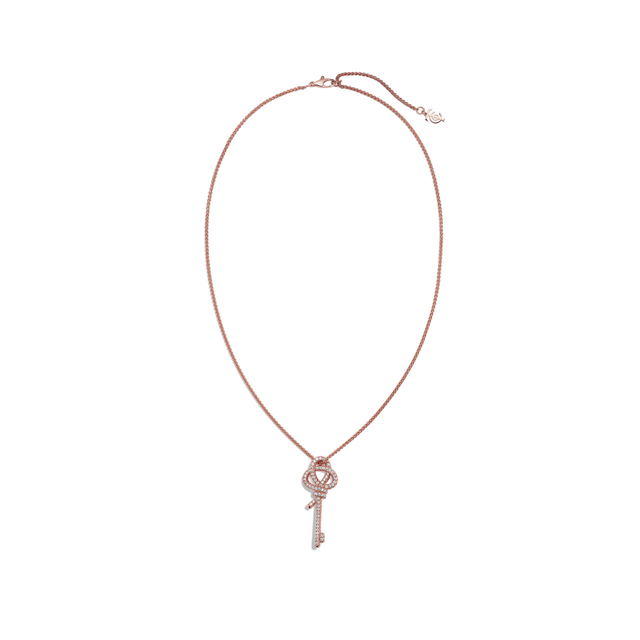 Tiffany Knot:Medium Key Pendant in Rose Gold with Diamonds image number 2