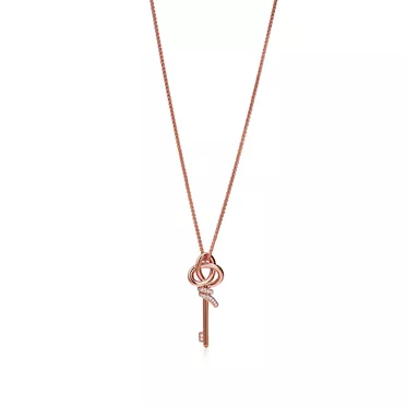 Tiffany Knot:Colgante de llave mediano de oro rosa con diamantes, 3