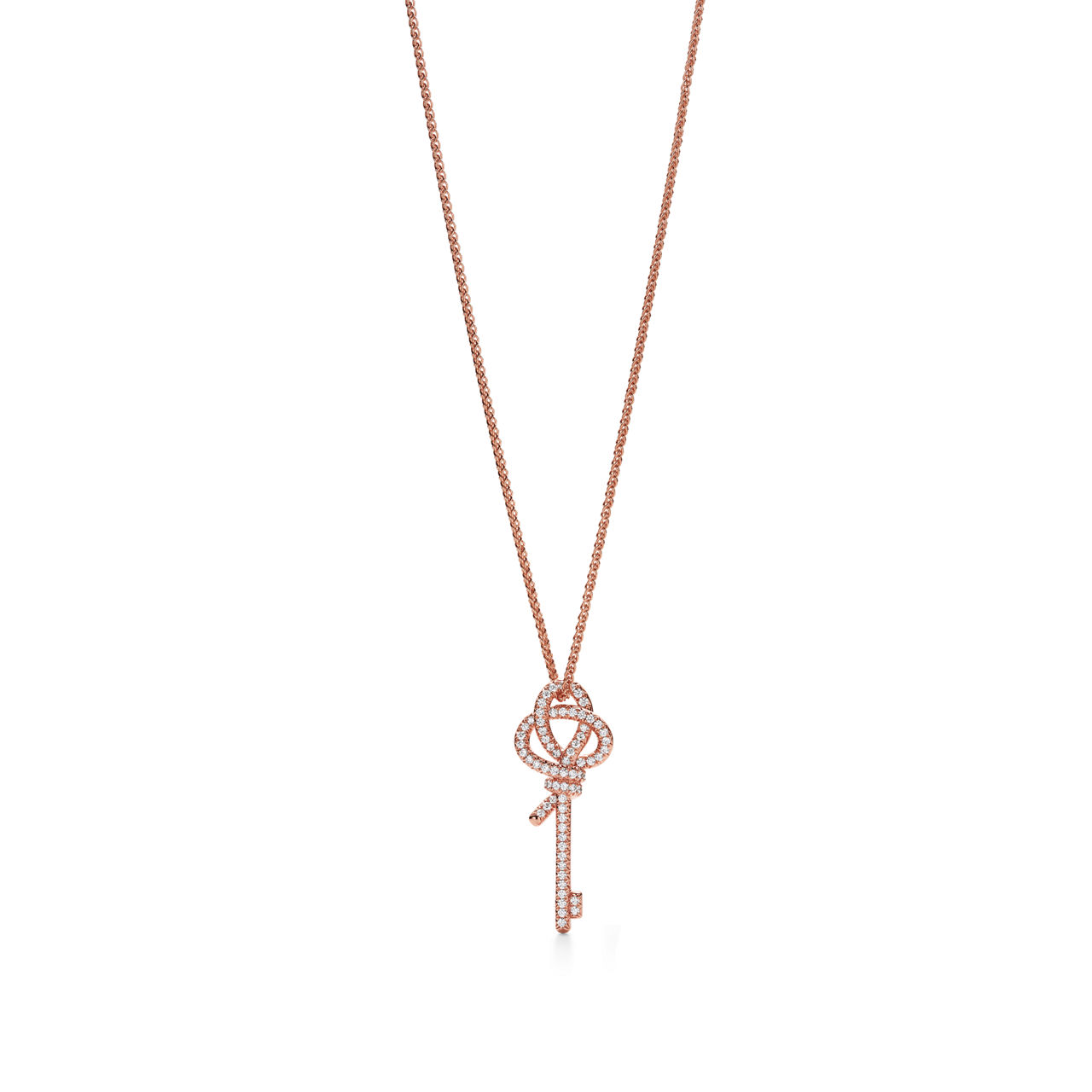 Tiffany Knot:Medium Key Pendant in Rose Gold with Diamonds image number 0