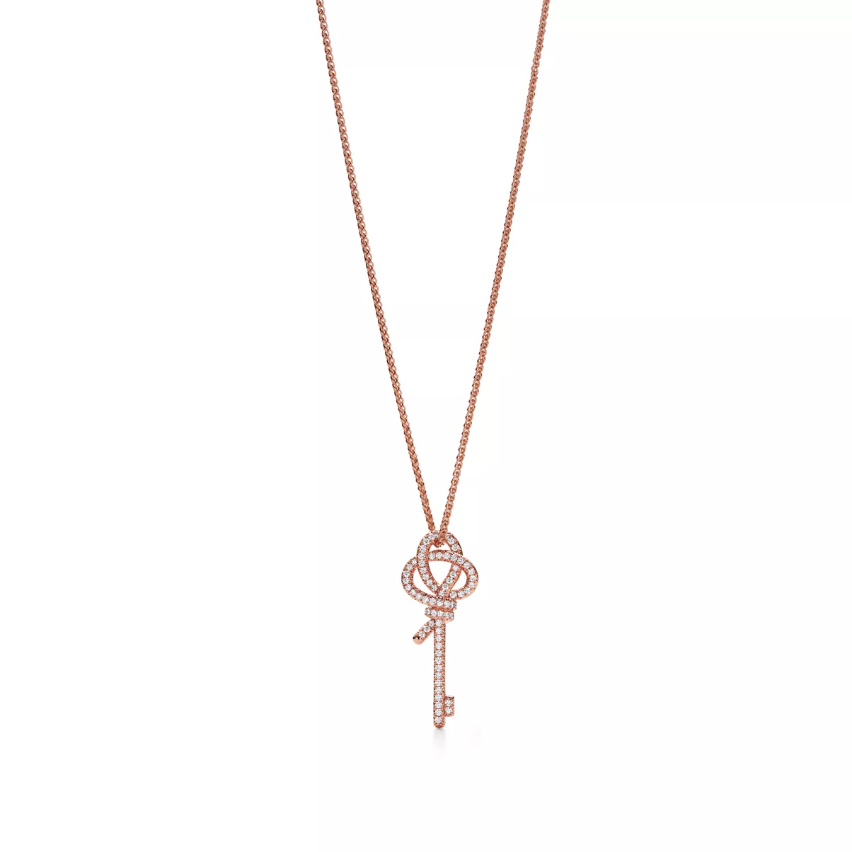 Medium Key Pendant in Rose Gold with Diamonds