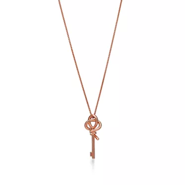 Tiffany Knot:Small Key Pendant in Rose Gold with Diamonds, 3