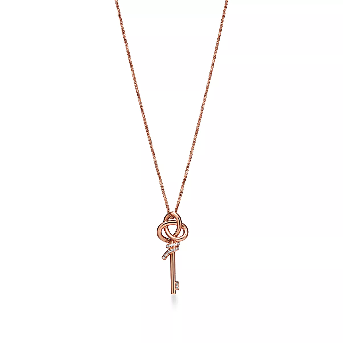Tiffany Keys Pendant w/Chain 18K 로즈 골드 No Gemstone One Scale