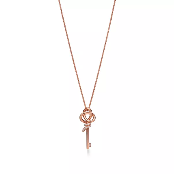 Kleiner Schlüssel-Anhänger in Roségold mit Diamanten