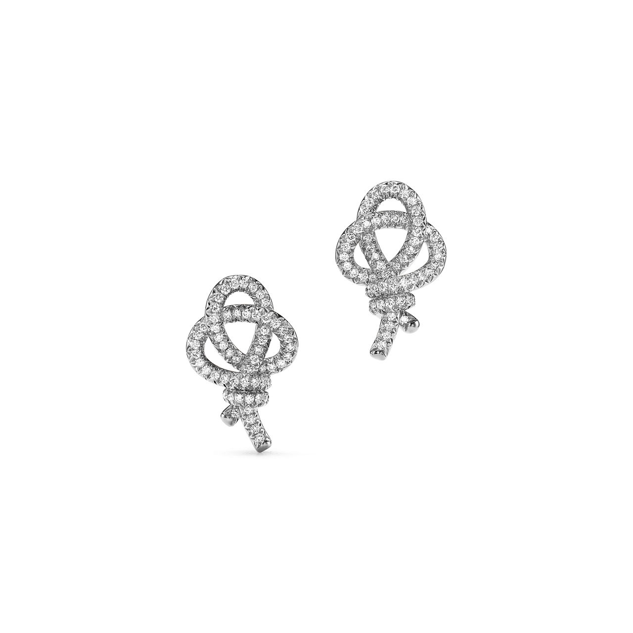 Tiffany Knot:Ohrstecker in Platin mit Diamanten Bildnummer 0