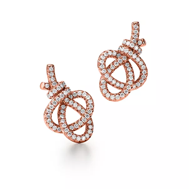 Stud Earrings in Rose Gold with Diamonds