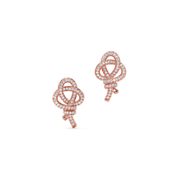 Tiffany Knot:Stud Earrings in Rose Gold with Diamonds