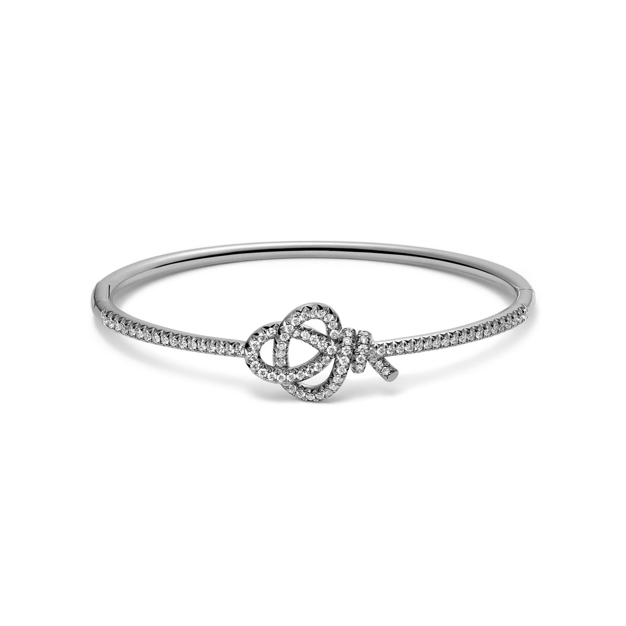 Tiffany Knot: Hinged Bracelet in Platinum with Diamonds image number 0