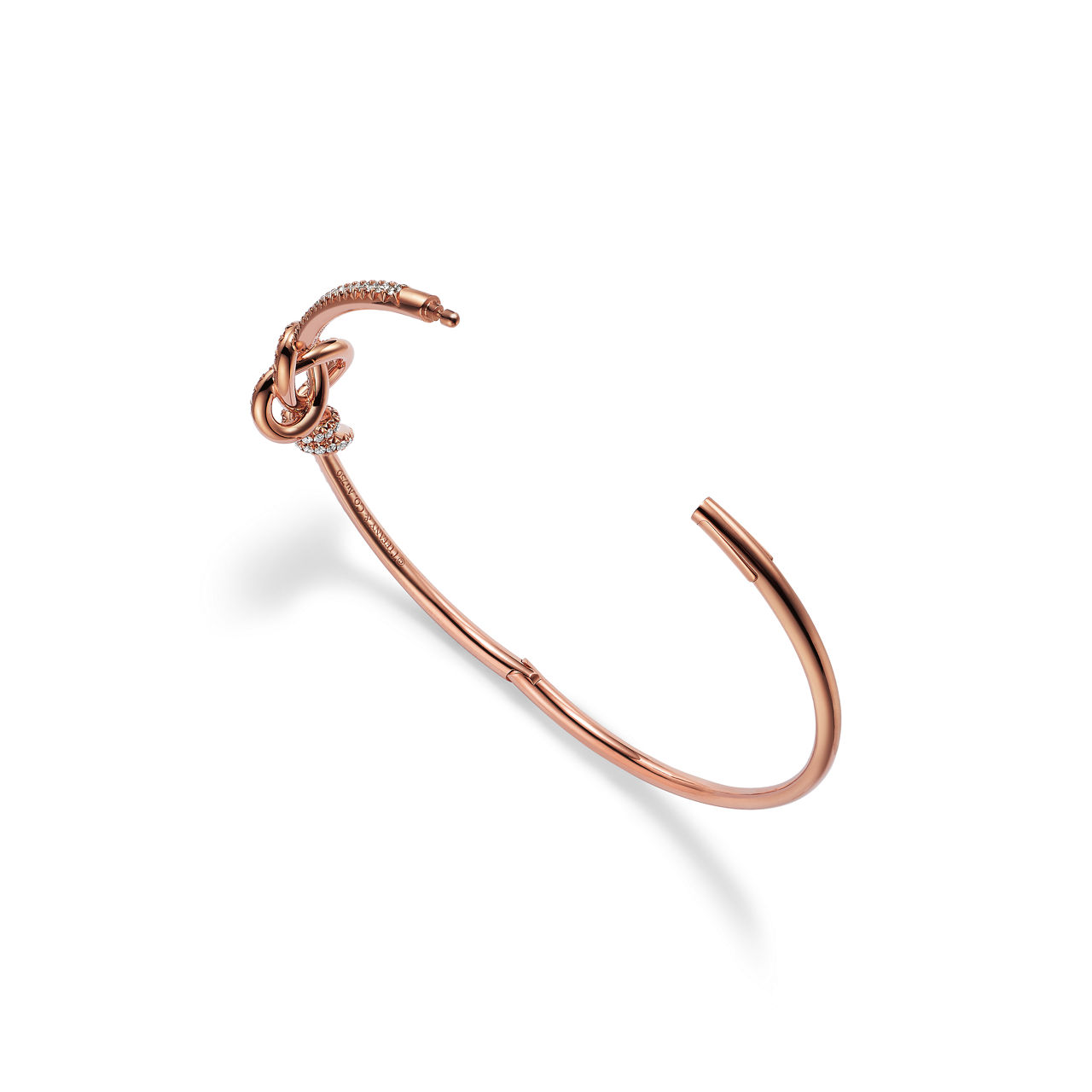 Tiffany Knot:Hinged Bracelet in Rose Gold with Diamonds image number 3