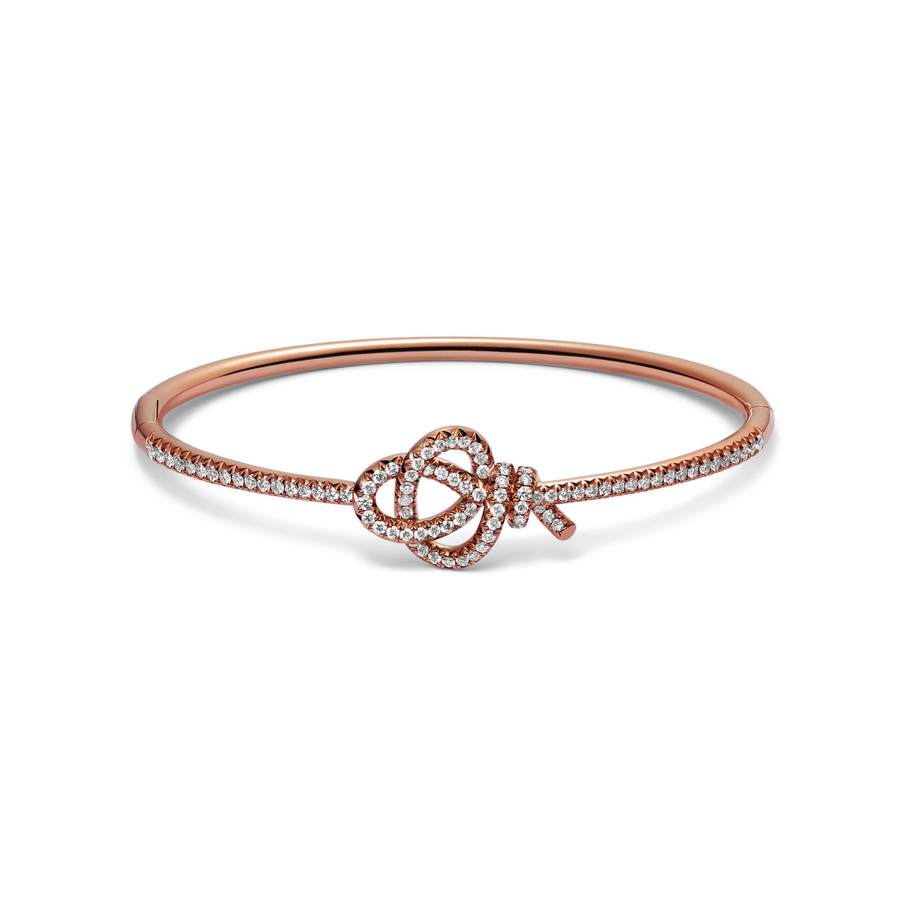 Tiffany Knot:Hinged Bracelet in Rose Gold with Diamonds image number 0