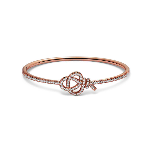 Tiffany Knot:Hinged Bracelet in Rose Gold with Diamonds