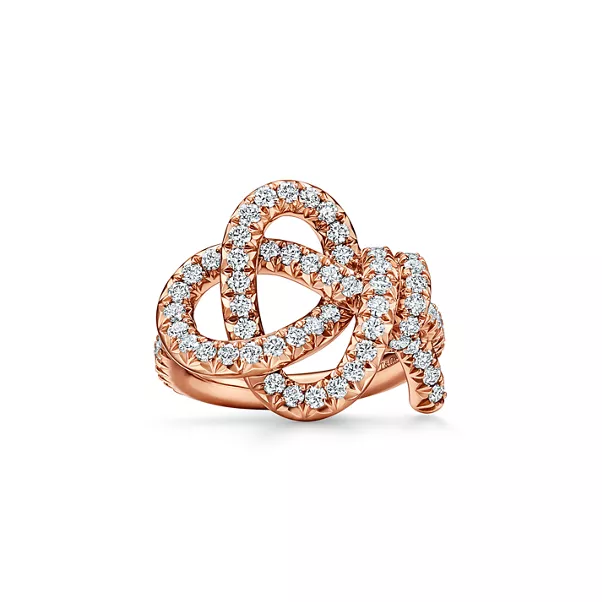Tiffany Knot:Anillo de oro rosa con diamantes