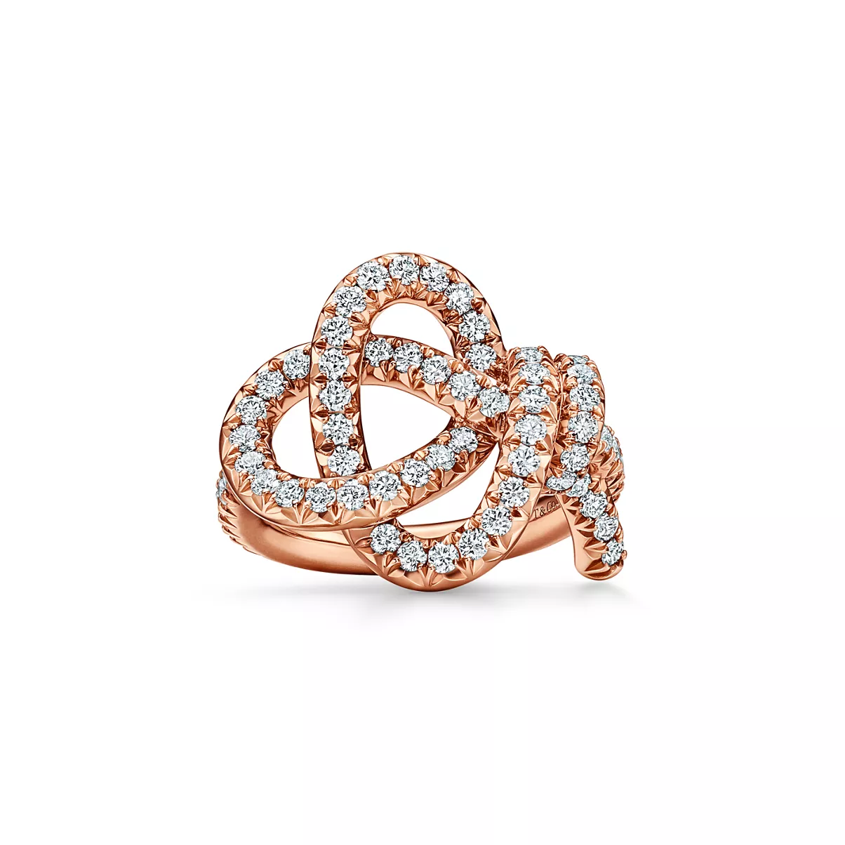 Woven Keys Ring in Rose Gold with Diamonds