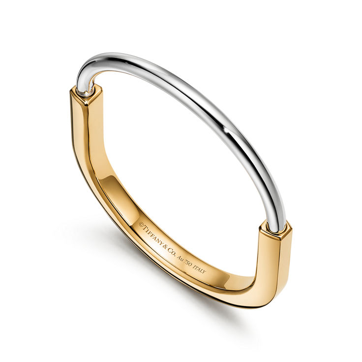 Tiffany Lock:Bangle in Yellow and White Gold image number 4