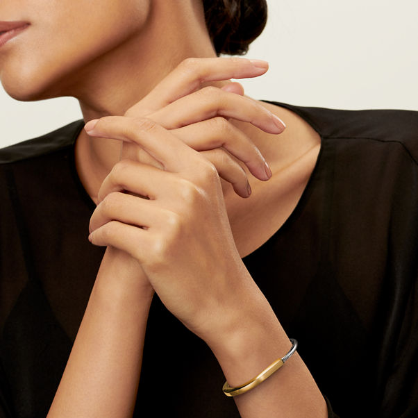 Tiffany Lock:Bangle in Yellow and White Gold