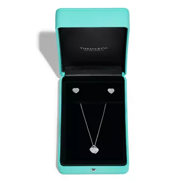 Return to Tiffany®:Heart Pendant and Earrings Set, Limited Edition in Silver with Diamonds, Mini, 2