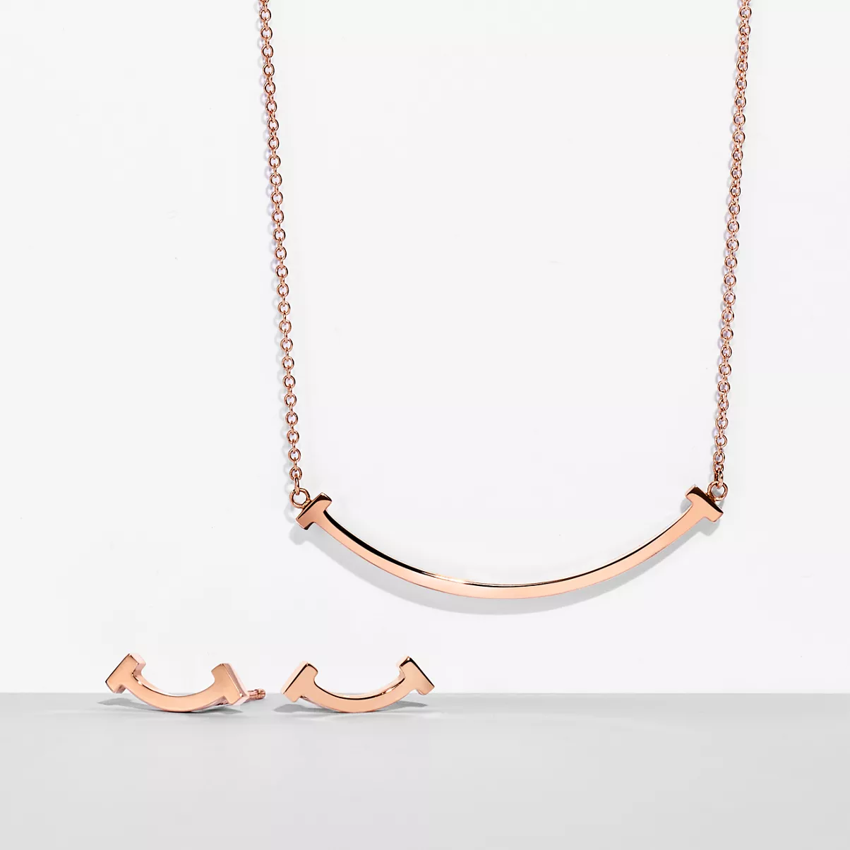 Smile Pendant and Earrings Set, Limited Edition in Rose Gold