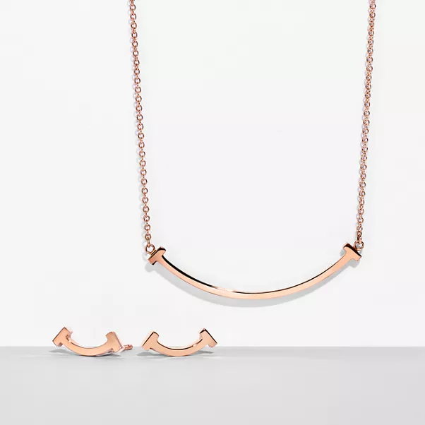 Smile Pendant and Earrings Set, Limited Edition in Rose Gold