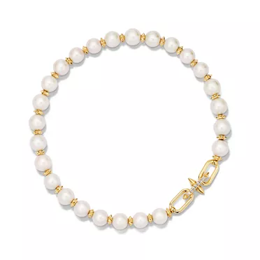 티파니 타이탄 by 퍼렐 윌리엄스:펄 네크리스, 옐로우 골드, 다이아몬드 세팅, 3