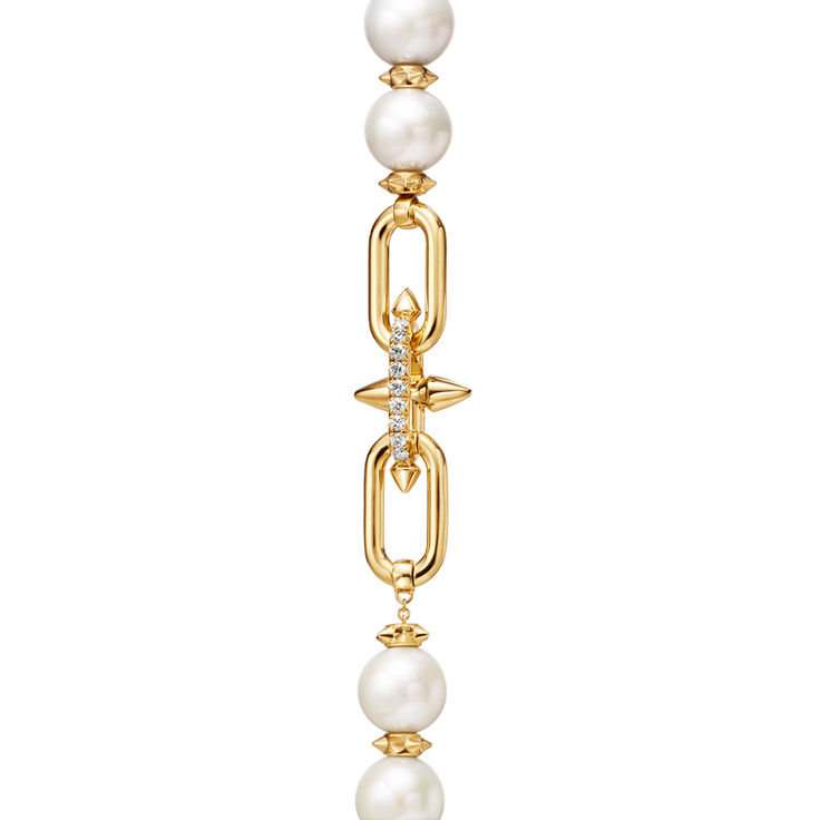 Tiffany Titan by Pharrell Williams:Pearl Bracelet in Yellow Gold with Diamonds image number 4