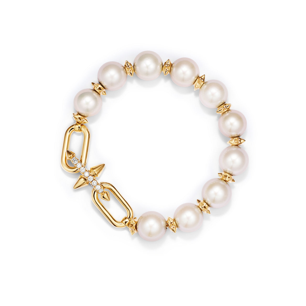 Tiffany Titan by Pharrell Williams:Pearl Bracelet in Yellow Gold with Diamonds image number 0