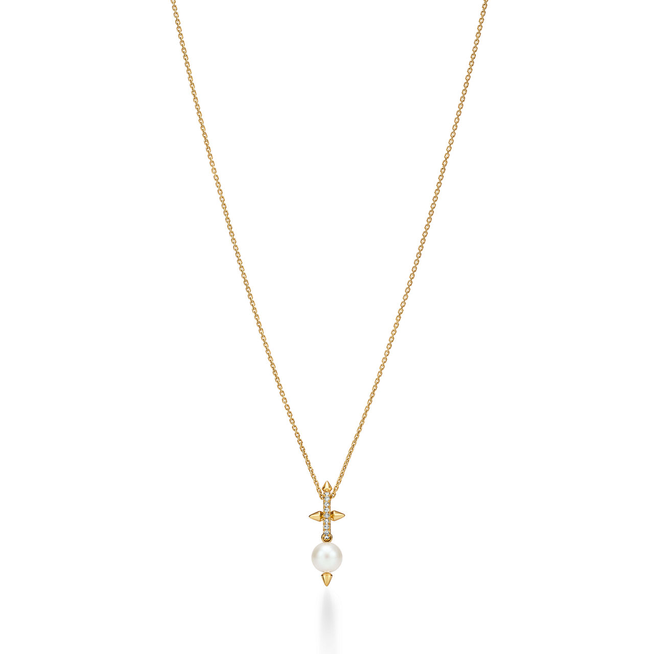 Tiffany Titan by Pharrell Williams:Pearl Pendant in Yellow Gold with Diamonds image number 0