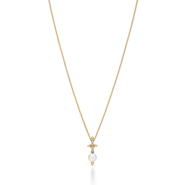 Tiffany Titan by Pharrell Williams:Pearl Pendant in Yellow Gold with Diamonds