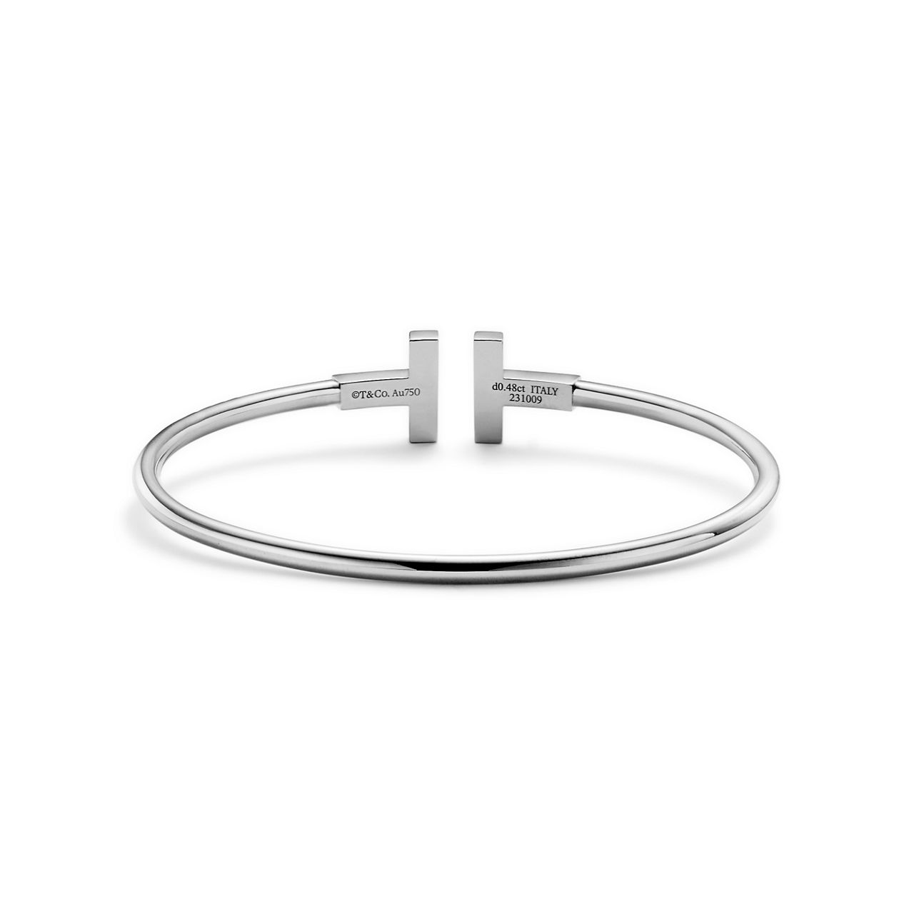 Tiffany T:Pavé Diamond Wire Bangle in White Gold image number 3