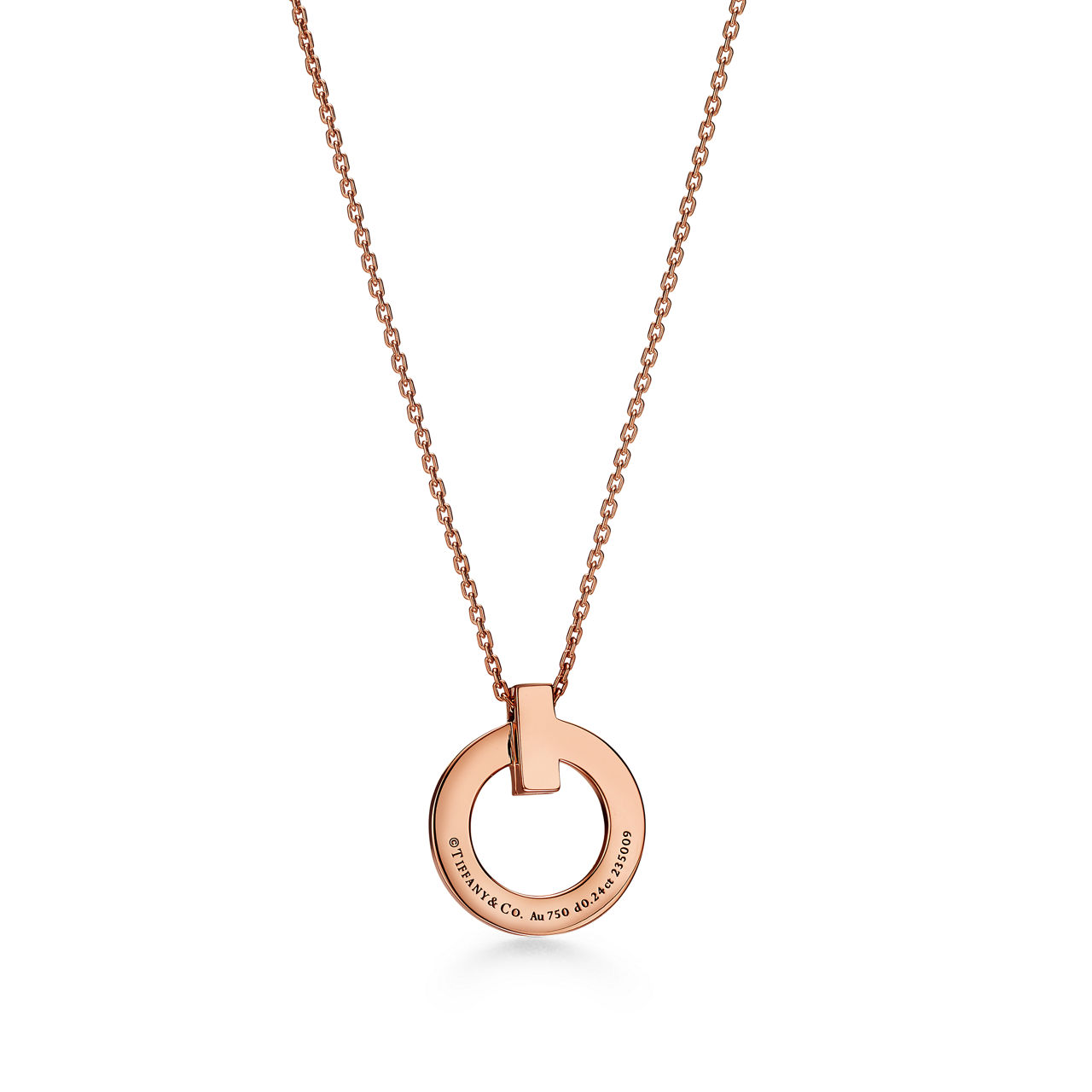 Tiffany T:T1 Narrow Circle Pendant in Rose Gold with Pavé Diamonds image number 3