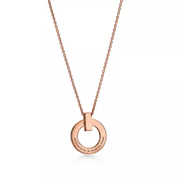 Tiffany T:T1 Narrow Circle Pendant in Rose Gold with Pavé Diamonds, 3