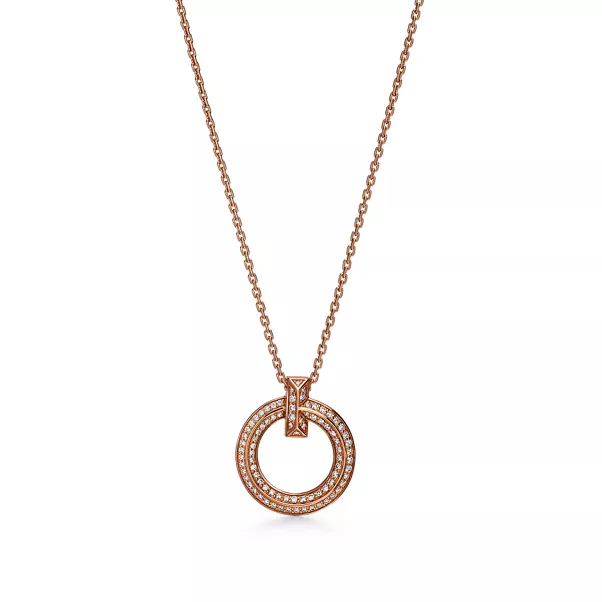 T One schmaler Circle Anhänger in Roségold mit Pavé-Diamanten