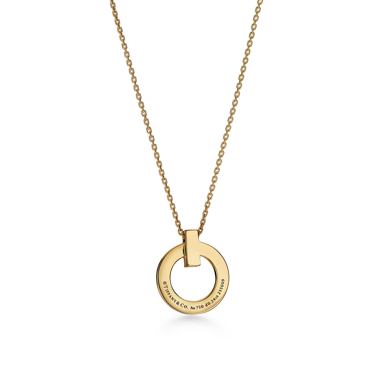 Tiffany T:T1 Narrow Circle Pendant in Yellow Gold with Pavé Diamonds image number 3